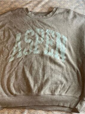 Grayson Threads Gray Crewneck with Light Blue 'ASPEN' Graphic